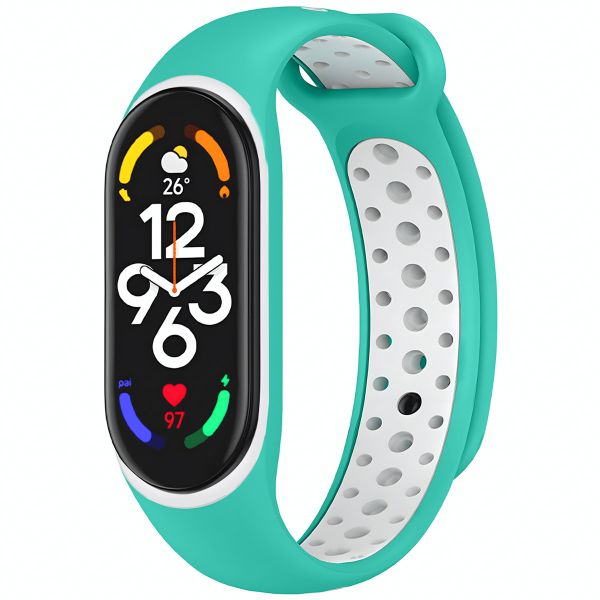 imoshion Bracelet sportif en silicone Xiaomi Mi Band 7 - Menthe verte / Blanc