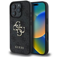 Guess Coque 4G Metal Logo Backcover Apple iPhone 16 Pro - Noir