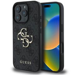 Guess Coque 4G Metal Logo iPhone 16 Pro - Noir