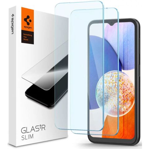 Spigen Protection d'écran en verre trempé GLAStR Slim + Applicator 2-pack Samsung Galaxy A14 (5G/4G)