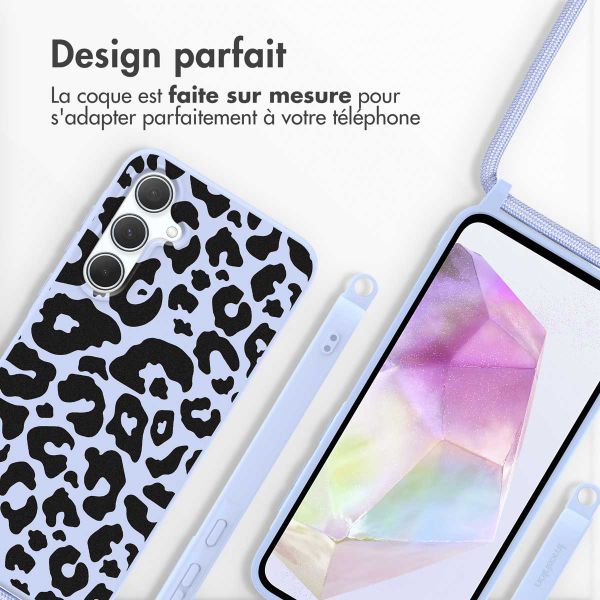 imoshion Coque design en silicone avec cordon Samsung Galaxy A35 - Animal Lila