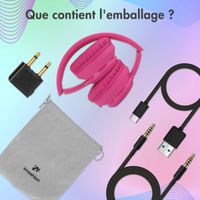 imoshion Casque sans fil pour enfants LED Light - Limiteur de décibels - Avec câble AUX - Hot Pink