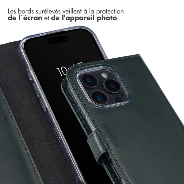 Selencia Étui portefeuille en cuir véritable Apple iPhone 16 Pro Max - Vert