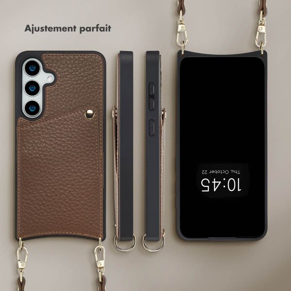 Selencia Coque de télephone Nova avec cordon et porte-cartes Samsung Galaxy S24 / S25 - Mocha Brown