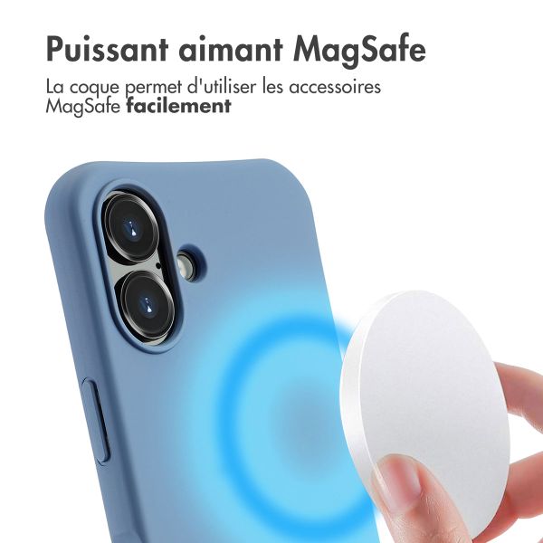 imoshion Coque arrière Color avec cordon amovible et MagSafe Apple iPhone 16 - Ash Blue