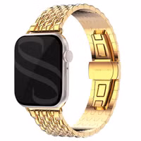Selencia Bracelet dragon en acier Apple Watch Series 1 t/m 9 / SE (38/40/41 mm) | Series 10 / 11 (42 mm) - Doré
