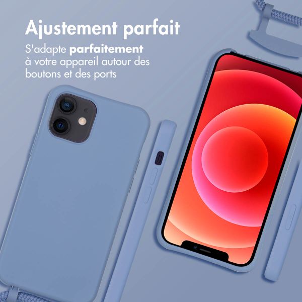 imoshion Coque arrière Color avec cordon amovible et MagSafe Apple iPhone 12 (Pro) - Ash Blue