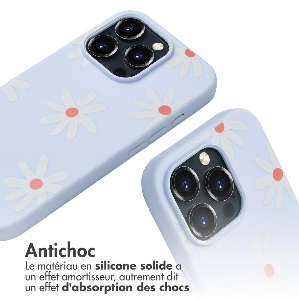 imoshion Coque design en silicone avec cordon Apple iPhone 16 Pro Max - Lila Flower Distance
