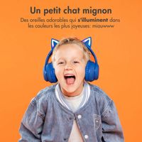 imoshion Casque sans fil pour enfants LED Light Cat Ear - Avec câble AUX - Cobalt Blue