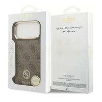 Guess Coque arrière en cuir avec logo Strass classique et MagSafe Apple iPhone 17 Pro - Marron