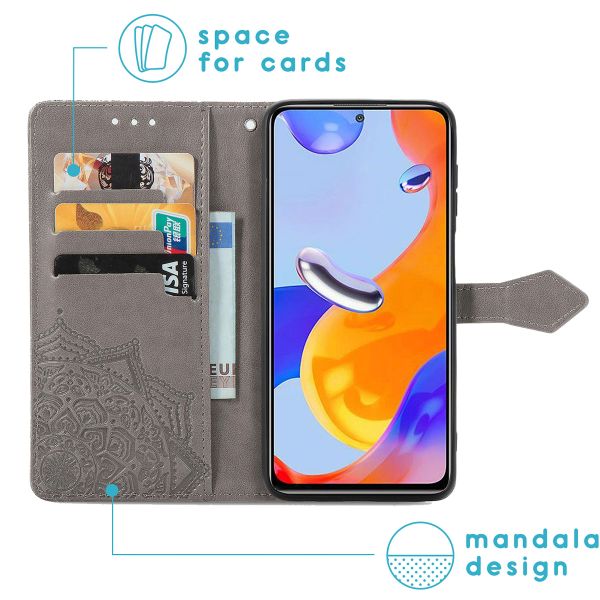 imoshion Etui de téléphone portefeuille Mandala Xiaomi Redmi Note 11 Pro - Gris