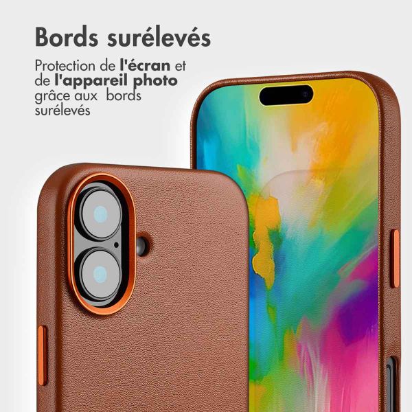Accezz Étui de télephone portefeuille en cuir 2-en-1 avec MagSafe Apple iPhone 16 - Sienna Brown