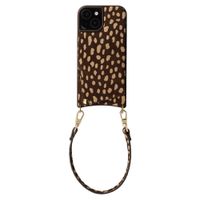 Selencia Nova coque arrière en cuir véritable avec porte-cartes Apple iPhone 15 - Fawn Chic