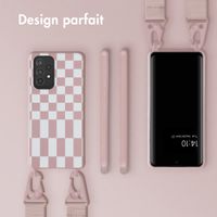 Selencia Coque design en silicone avec cordon amovible Samsung Galaxy A53 - Irregular Check Sand Pink