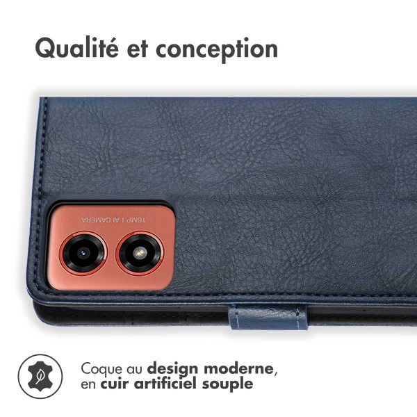 imoshion Étui de téléphone portefeuille Luxe Motorola Moto G04 / G24 - Bleu foncé