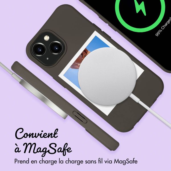 Coque de couleur personnalisée MagSafe avec cordon amovible et Polaroid iPhone 15 - Black Coffee