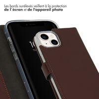 Selencia Étui portefeuille en cuir véritable Apple iPhone 14 - Marron