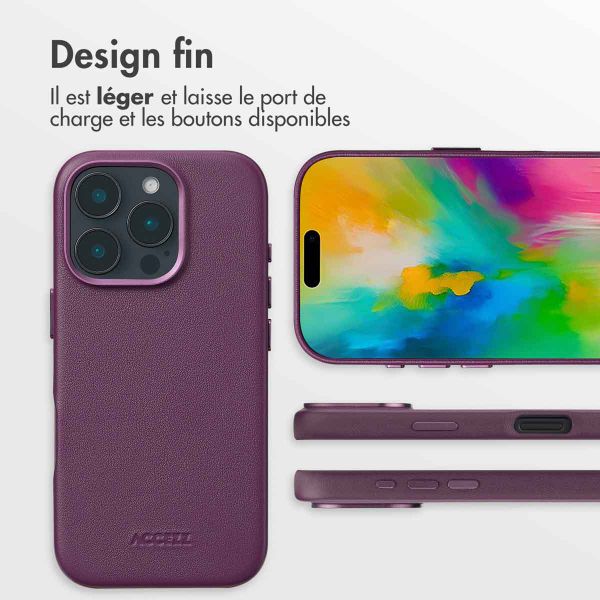 Accezz Coque arrière en cuir avec MagSafe Apple iPhone 16 Pro - Heath Purple