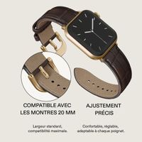 Burga Bracelet en cuir véritable Apple Watch Series 1 - 9 / SE (38/40/41 mm) | Series 10 / 11 (42 mm) - Espresso / Gold