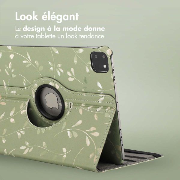 imoshion Coque tablette Design rotatif à 360° Apple iPad Pro 11 (2025) M5 / (2024) M4 - Green Flowers