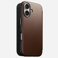 Nomad Étui de téléphone portefeuille Modern Leather Folio iPhone 16 - Brown