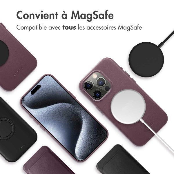 Accezz Coque arrière en cuir avec MagSafe iPhone 15 Pro - Heath Purple