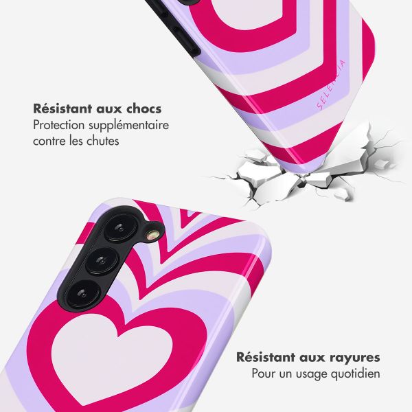 Selencia Coque arrière Vivid Tough Samsung Galaxy S23 - Double Hearts Rubine Red Lilac