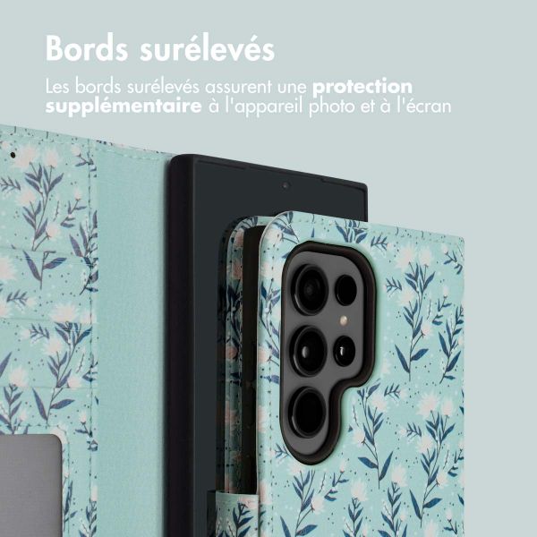 imoshion Étui de télephone portefeuille Design Samsung Galaxy S24 Ultra - Blue Flowers