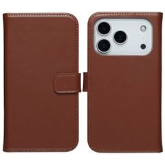 Selencia Étui portefeuille en cuir véritable Apple iPhone 17 Pro Max - Light Brown