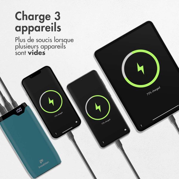 imoshion Batterie externe - 20.000 mAh - Quick Charge et Power Delivery - Vert pétrole