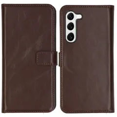 Selencia Étui portefeuille en cuir véritable Samsung Galaxy S23 Plus - Marron