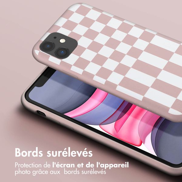 Selencia Coque design en silicone avec cordon amovible Apple iPhone 11 - Irregular Check Sand Pink