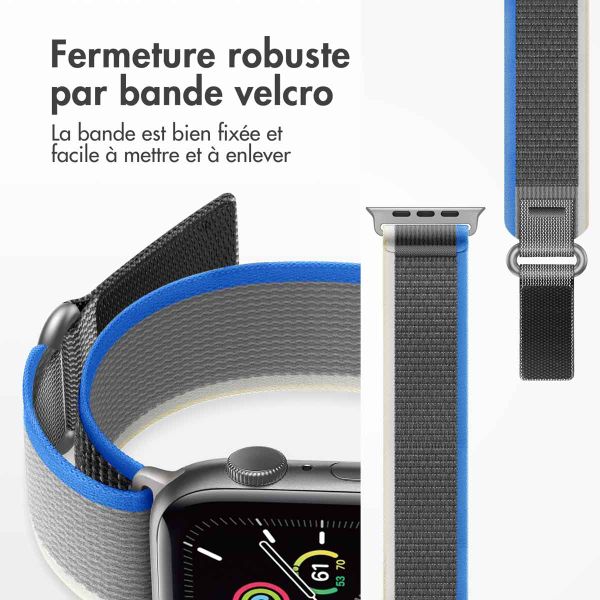 imoshion Bracelet Trail en nylon Apple Watch Series 1 t/m 9 / SE (38/40/41 mm) | Series 10 / 11 (42 mm) - Blue / Grey