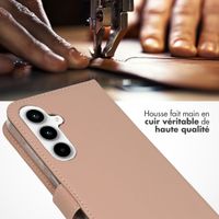 Selencia Étui de téléphone portefeuille en cuir véritable Samsung Galaxy A55 - Dusty Pink