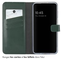 Selencia Étui de téléphone portefeuille en cuir véritable Samsung Galaxy A16 5G - Vert