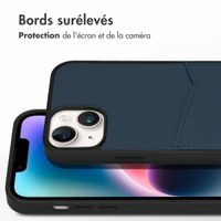 Accezz Coque en cuir de qualité supérieure avec fentes pour cartes Apple iPhone 14 Plus - Bleu foncé