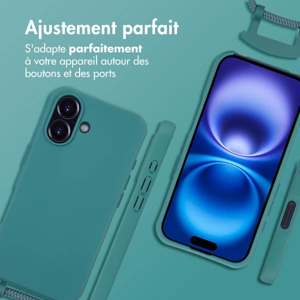 imoshion Coque arrière Color avec cordon amovible et MagSafe Apple iPhone 16 - Vert foncé