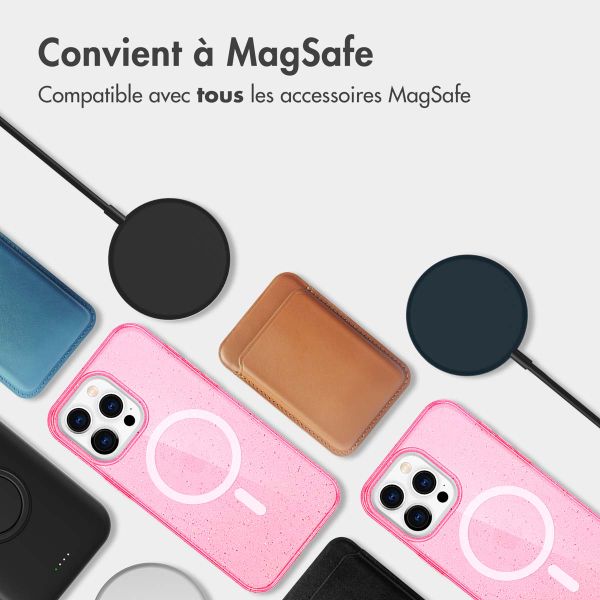 imoshion Coque Pailletée avec MagSafe Apple iPhone 15 Pro - Paillettes Rose