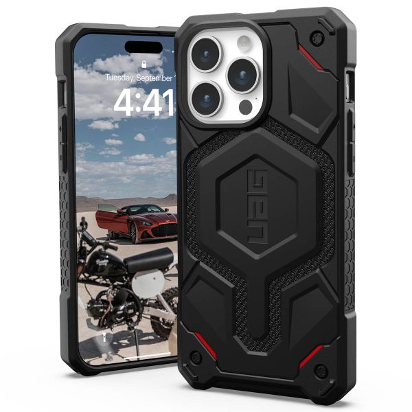 UAG Coque arrière Monarch Pro iPhone 15 Pro Max - Kevlar Black