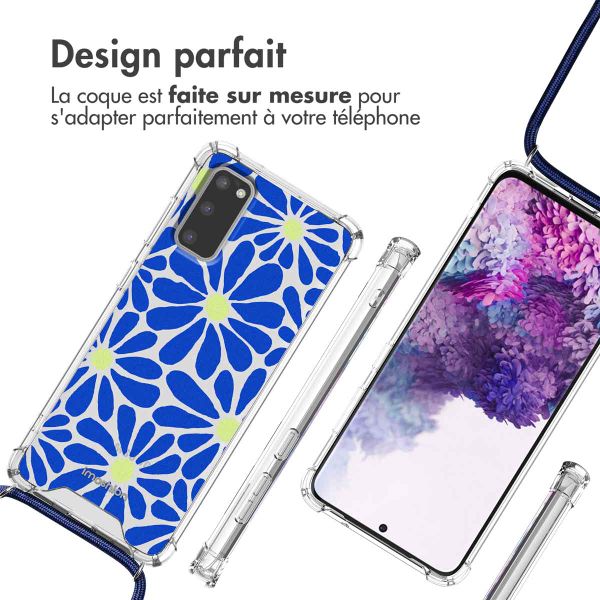 imoshion Coque Design avec cordon Samsung Galaxy S20 - Cobalt Blue Flowers Connect