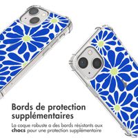 imoshion Coque Design avec cordon iPhone 13 Mini - Cobalt Blue Flowers Connect