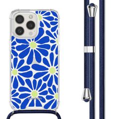 imoshion Coque Design avec cordon Apple iPhone 15 Pro - Cobalt Blue Flowers Connect