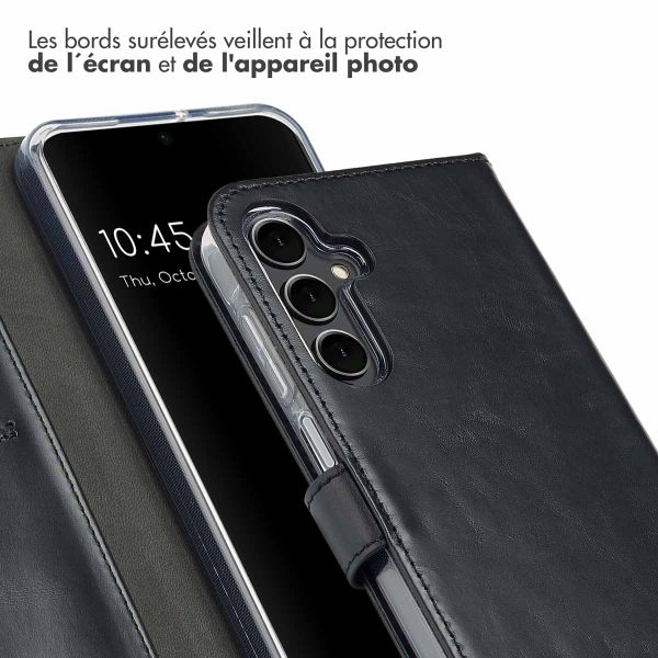 Selencia Étui de téléphone portefeuille en cuir véritable Samsung Galaxy A16 5G - Noir