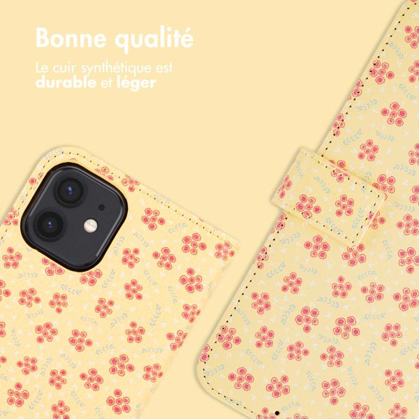 imoshion Étui de téléphone portefeuille Design iPhone 12 (Pro) - Sunny Yellow Petite Flowers