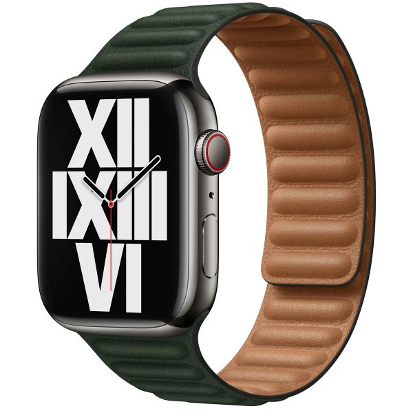 Apple Leather Link Apple Watch Series 1-10 / SE / Ultra (2) - 42/44/45/46/49 mm - Taille S/M - Sequoia Green