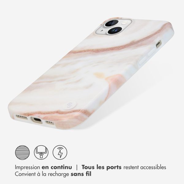 Selencia Aurora Coque Fashion iPhone 15 Plus - Coque durable - 100% recyclée - Marbre Blanc