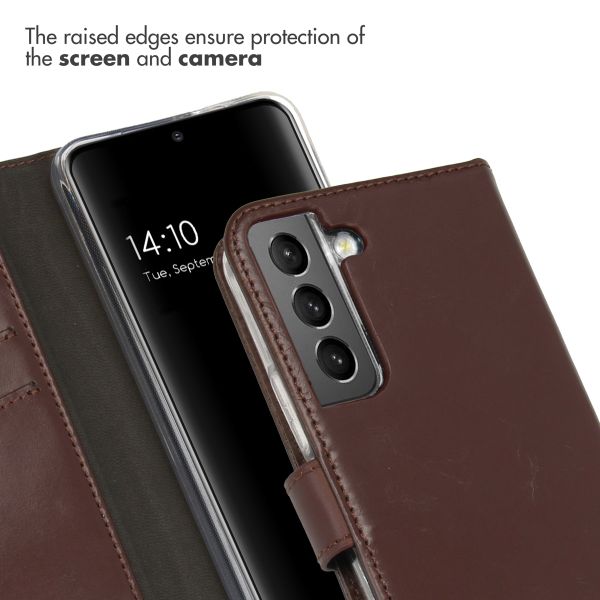 Selencia Étui portefeuille en cuir véritable Samsung Galaxy S22 - Marron