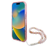Guess MagSafe IML Flowers Case avec beads strap Apple iPhone 16 Pro Max - Pink