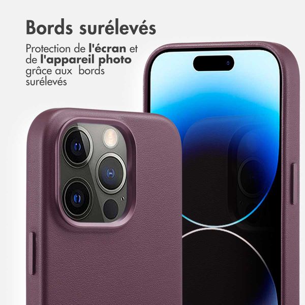 Accezz Coque arrière en cuir avec MagSafe iPhone 14 Pro - Heath Purple