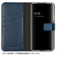 Selencia Étui portefeuille en cuir véritable Samsung Galaxy S22 - Bleu